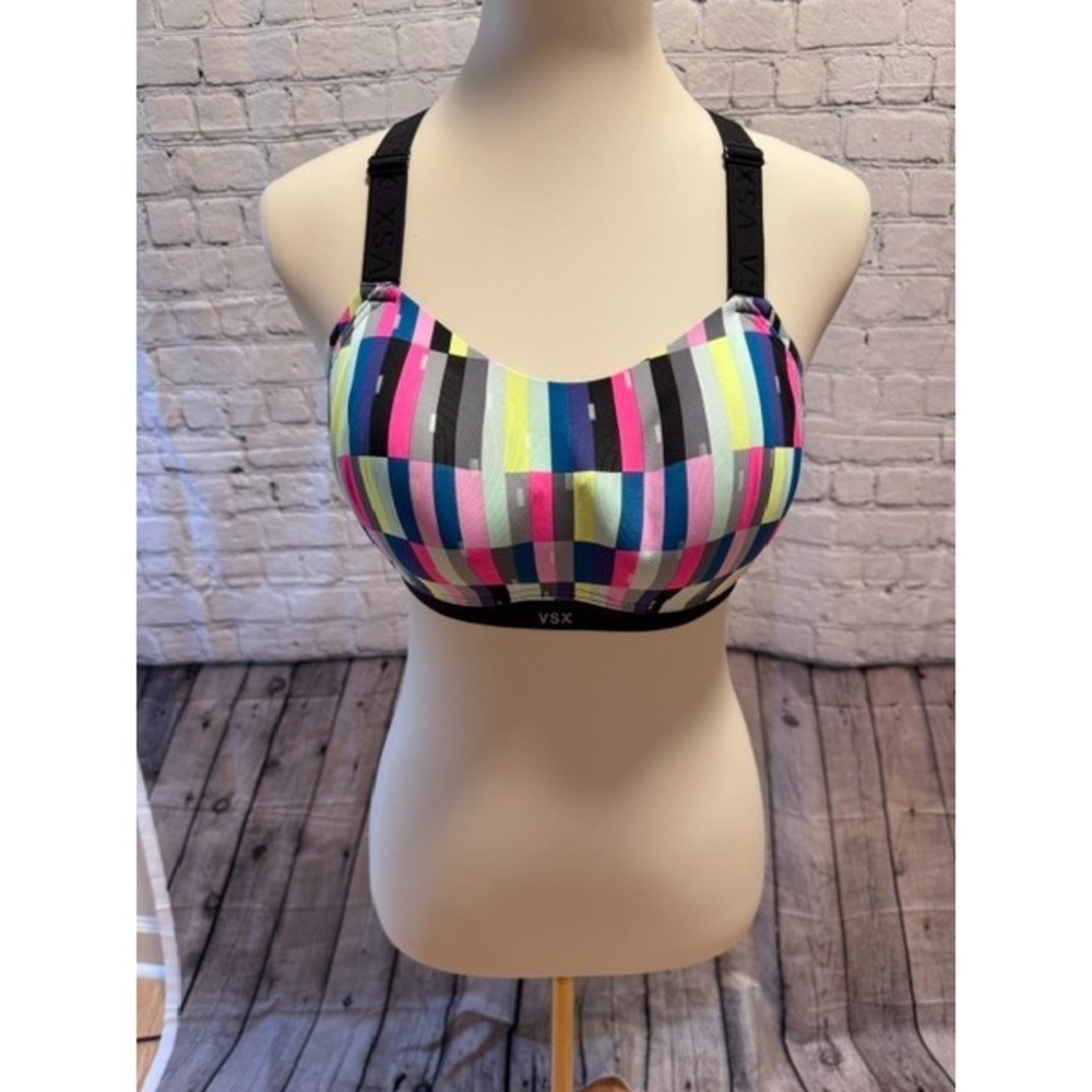 Victoria's Secret VSX Sport Geometric Padded Sports Bra 36C Multicolor EUC
